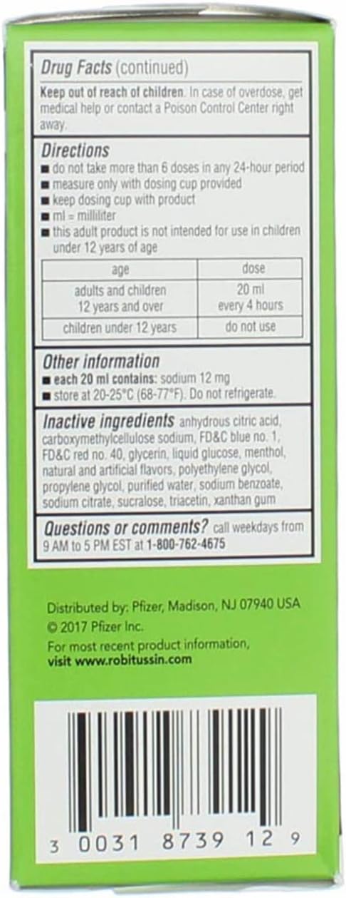 Robitussin (dextromethorphan HBr 20 mg + guaifenesin 400 mg)